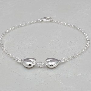 925 Sterling Silver Heart Shape Connector Bracelet